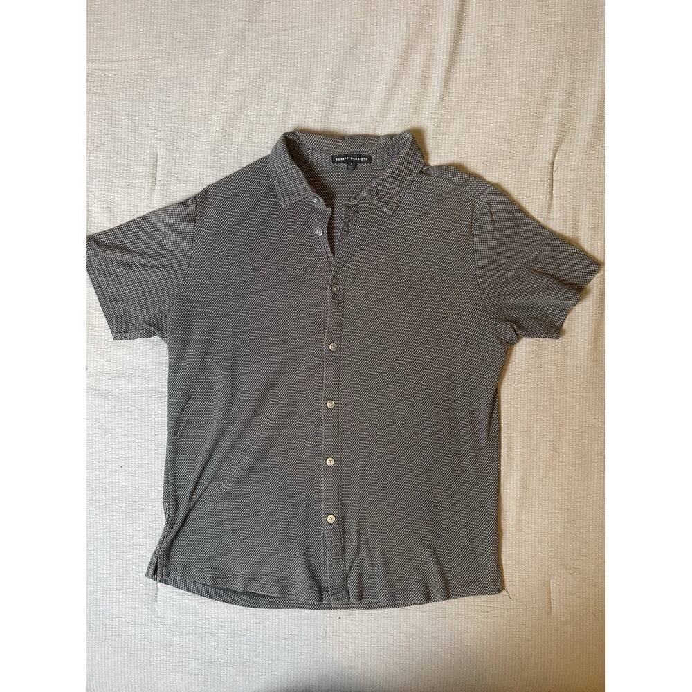 Robert Barakett Men’s Short Sleeve Button Up Shirt Gray Textured Size Large
